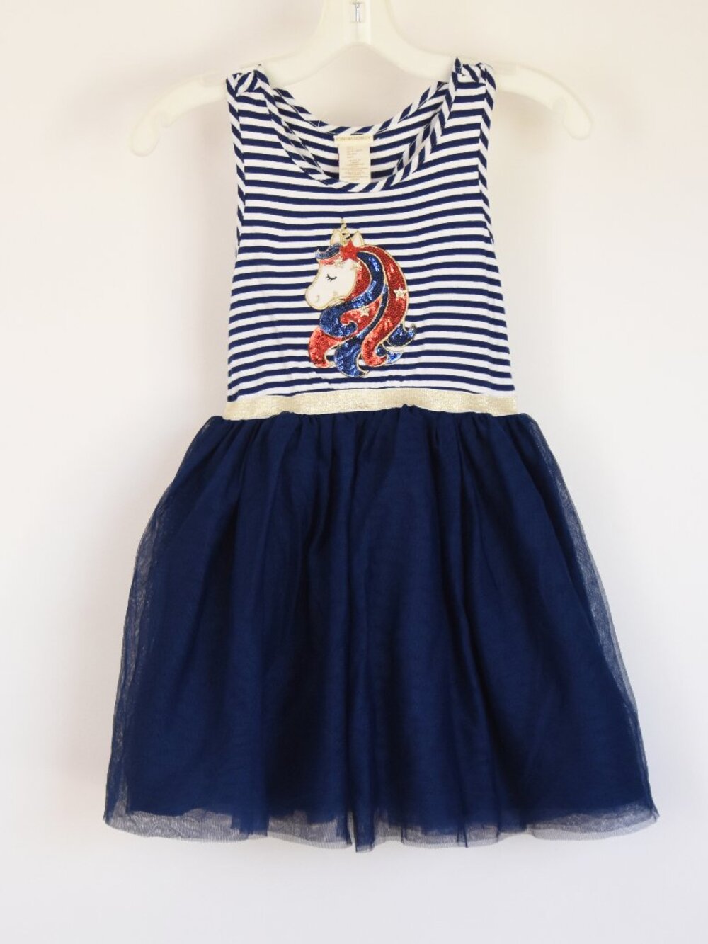 Cynthia Rowley Girls 7 Tutu Dress Patriotic Unicorn 4th of July Red White Blue